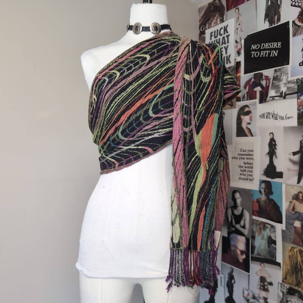 Abstract Swirl Pattern Woven Vintage Scarf